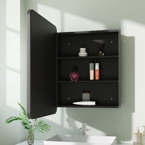 Wall-Mounted Rectangular Bathroom Storage Mirror Cabinet
