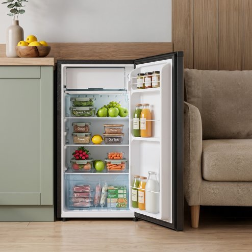83L Single Door Fridge with Built-in Ice Box, Black Image