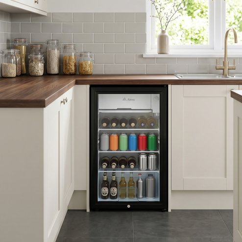 83L Freestanding Beverage Cooler Drinks Fridge, Refrigerator with 9L Freezer Box