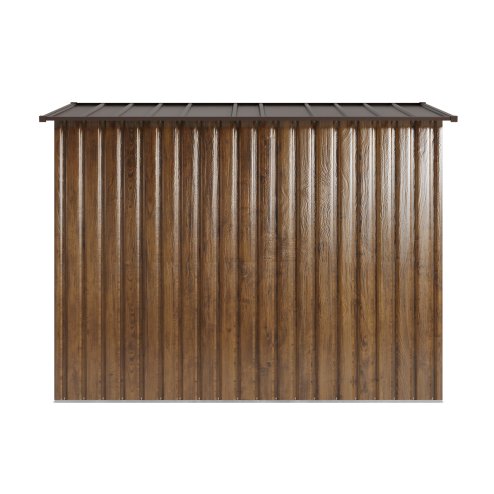 Living and Home 7.81 x 4.3FT Pent Roof Metal Garden Storage Shed, 3D Wood Grain Finish with Foundation, Vents & Sliding Doors