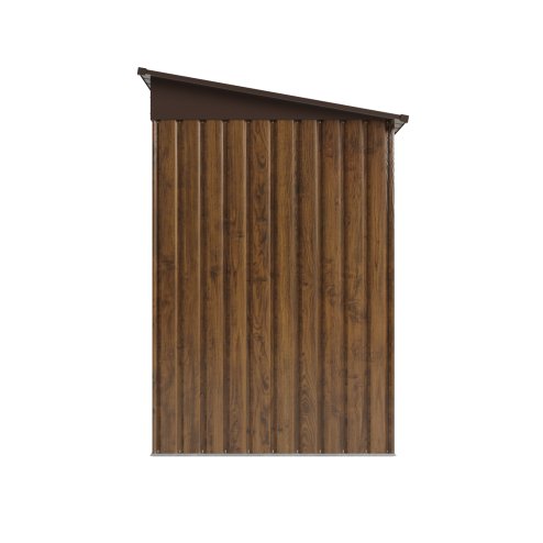Living and Home 7.81 x 4.3FT Pent Roof Metal Garden Storage Shed, 3D Wood Grain Finish with Foundation, Vents & Sliding Doors