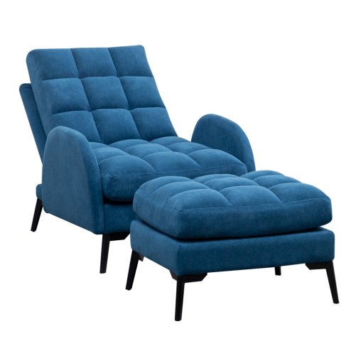 Leisure Recliner Armchair and Ottoman Set with Footstool Metal Legs