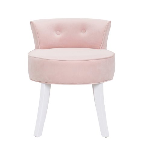 Velvet Soft Seat Low Back Vanity Stool Dressing Table Chair with White Legs
