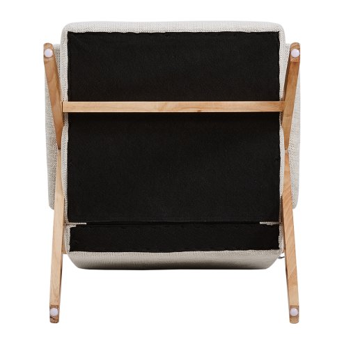 Linen Upholsteried Armchair with Wooden Legs