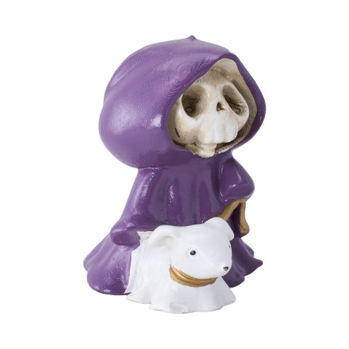 Living and Home Adorable Halloween Skull Grim Reaper Walking Dog Figurine