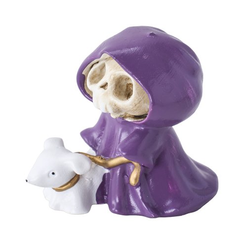 Living and Home Adorable Halloween Skull Grim Reaper Walking Dog Figurine