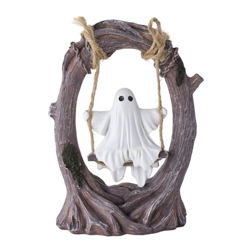 Living and Home Halloween Ghost on Tree swing Figurine