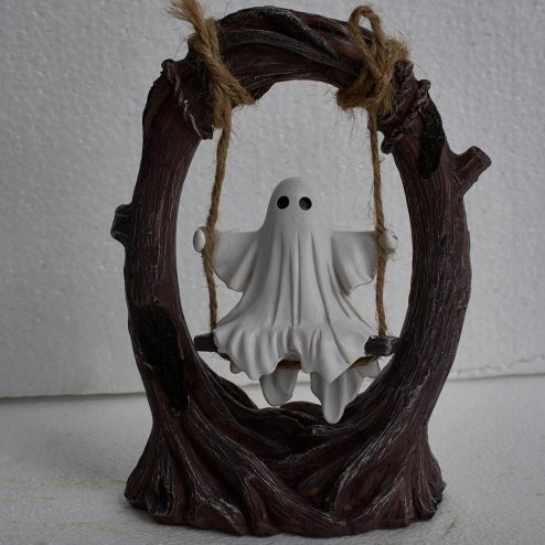 Living and Home Halloween Ghost on Tree swing Figurine