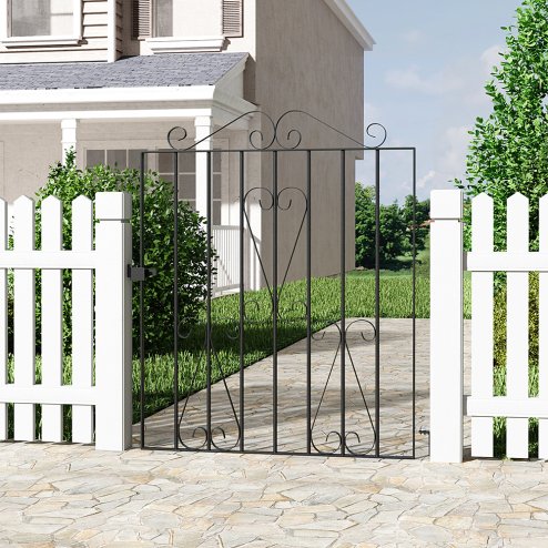3ft Modern Metal Garden Gate Fence Gate Black with Fittings Bolt Heavy Duty