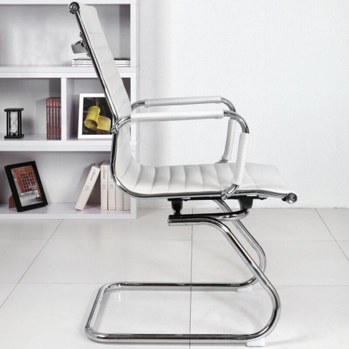 Office Chair Dining Seat PU Leather, White