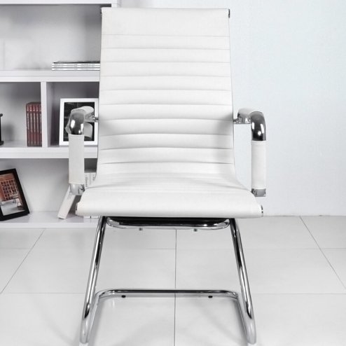 Office Chair Dining Seat PU Leather, White