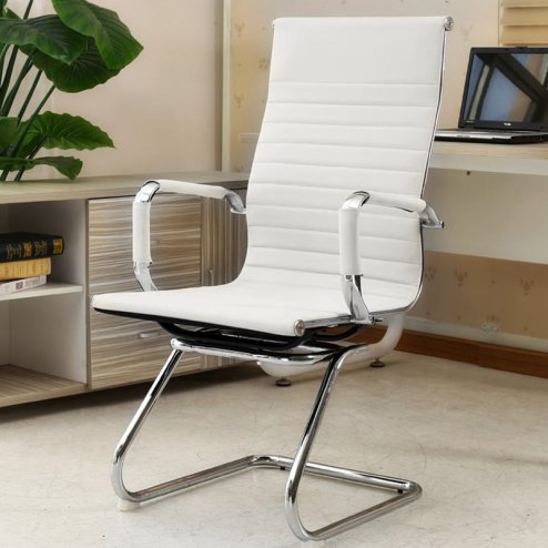 Office Chair Dining Seat PU Leather, White