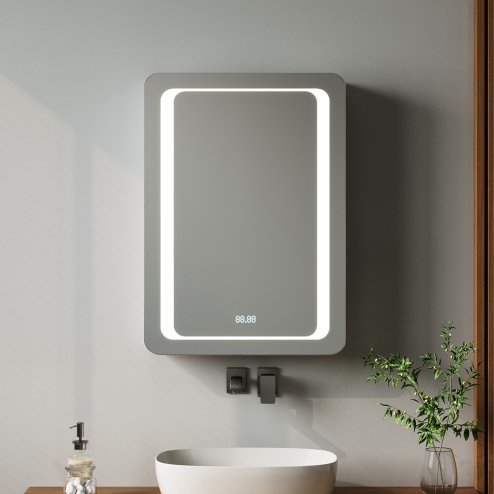 Rectangle Wall Mounted LED Mirror Cabinet