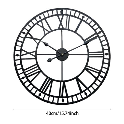 Large Decorative Metal Roman Numeral Skeleton Wall Clock