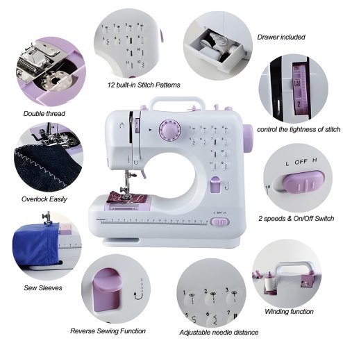 Living and Home Portable Mini Sewing Machine with 12 Stitches
