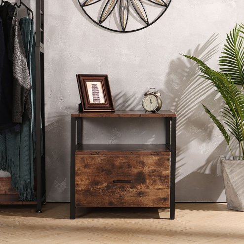 Industrial Bedroom 1 Drawer Bedside Table