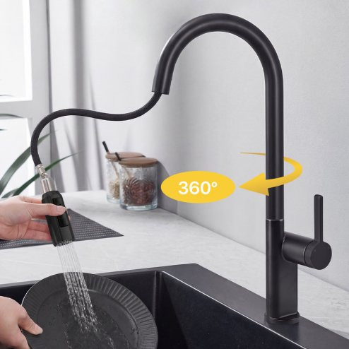 Pull-out Sprayer Retractable Kitchen Faucet with 3 Modes