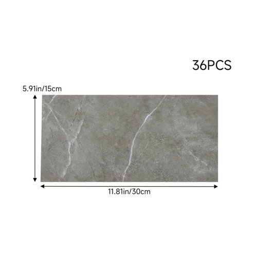 Living and Home 36Pcs Self-Adhesive Flooring Tile Set, 15x30cm, Grey Marble Effect