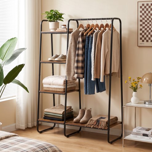 Living and Home Freestanding Clothes Rack with Shelves