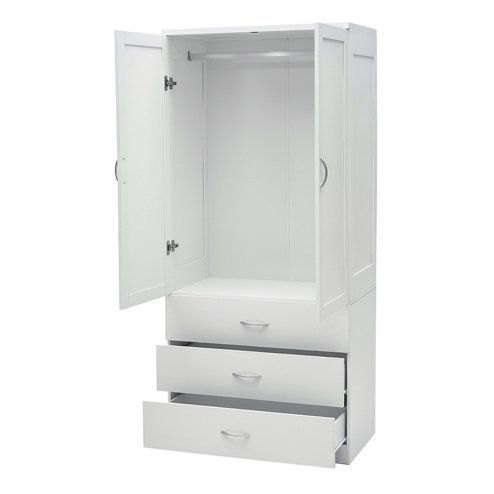 Living and Home 2-Door Wardrobe with 3 Drawers & Hanging Rail
