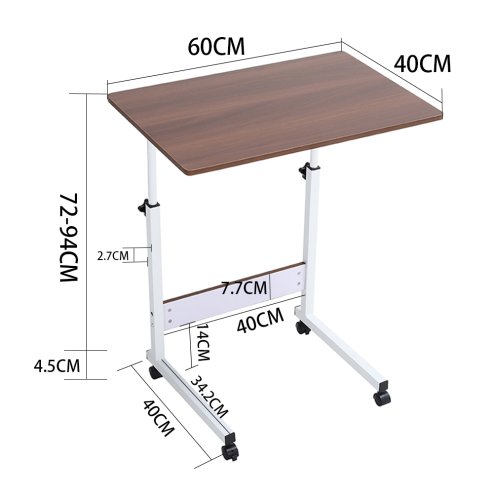 Height Adjustable Mobile Table Overbed Desk with Wheels