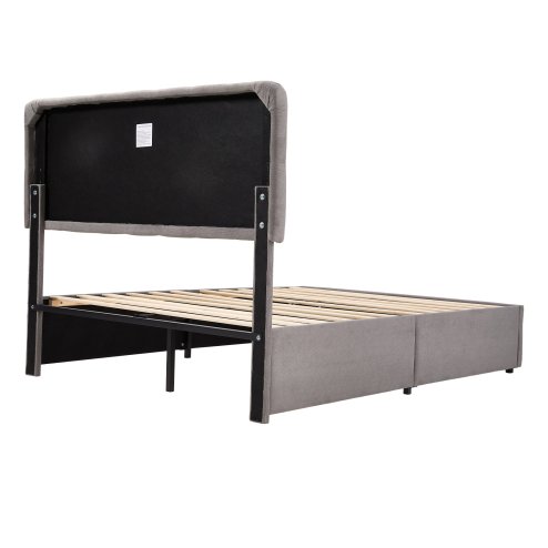 Living and Home Double Upholstered Bed Frame with 2 Drawers