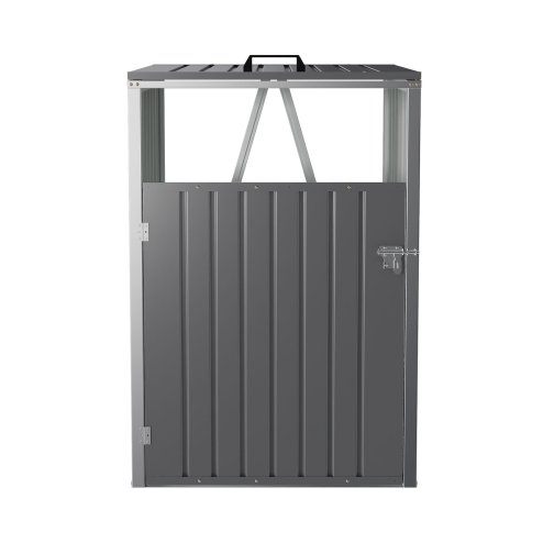 Metal Outdoor Garbage Bin Shed For 1 Trash Bin, Grey