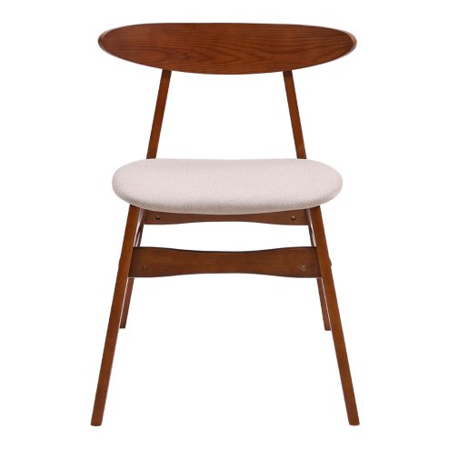 Living and Home 2-Piece Solid Wood Dining Chairs, Beige Upholstered Padded Seat, Curved Backrest Kitchen Side Chairs for Dining Room