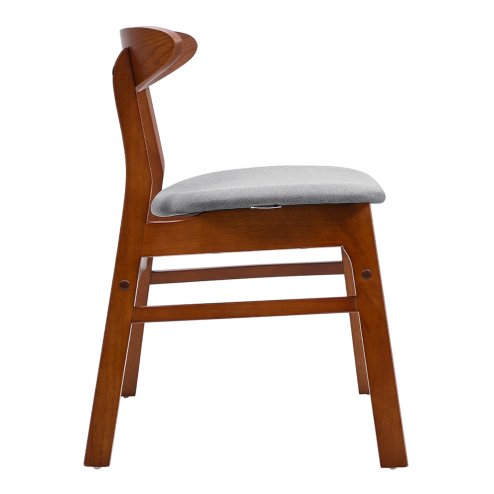 Living and Home 2-Piece Solid Wood Dining Chairs, Grey Upholstered Padded Seat, Curved Backrest Kitchen Side Chairs for Dining Room