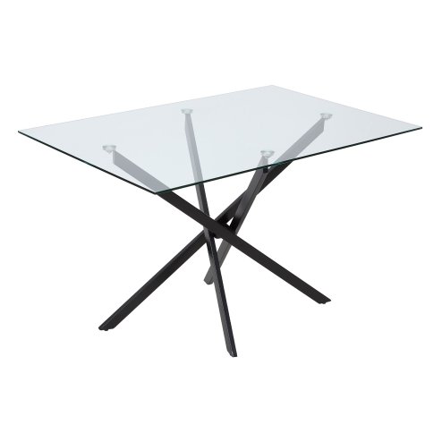 Living and Home 100x60cm Tempered Glass Dining Table with Iron Legs