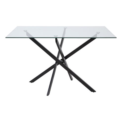 Living and Home 100x60cm Tempered Glass Dining Table with Iron Legs