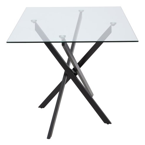 Living and Home 100x60cm Tempered Glass Dining Table with Iron Legs