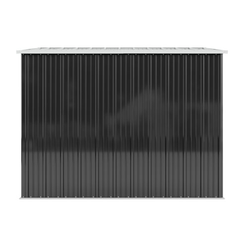 6x8ft Metal Storage Shed Black Galvanized Steel Tool House With Foundation, Double Lockable Doors, Ventilation