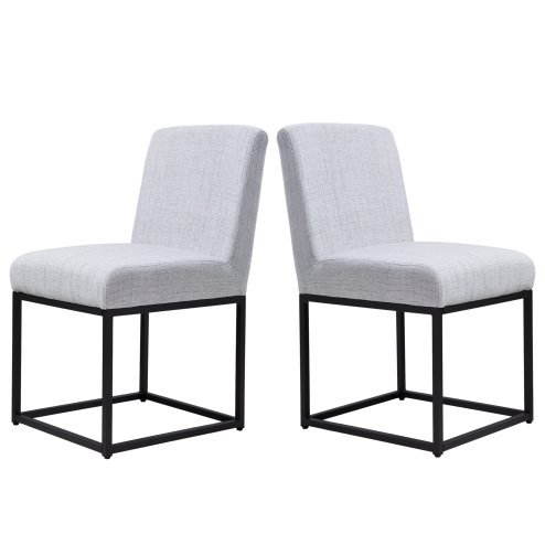 Living and Home Set of 2 Chenille Upholstered Dining Chairs in Light Grey
