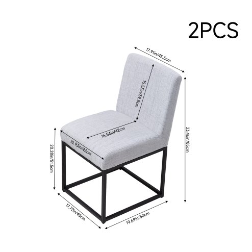 Living and Home Set of 2 Chenille Upholstered Dining Chairs in Light Grey