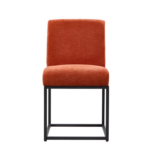 Living and Home Set of 2 Chenille Upholstered Dining Chairs in Orange