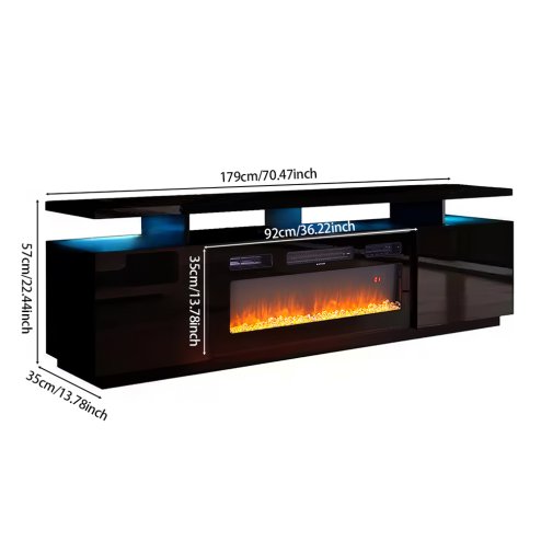 Recessed Electric Fireplace TV Stand with Remote Control