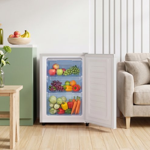 46L Freestanding Freezer, Single Door with Drawer, White Image