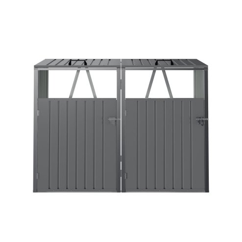 5x4 FT Metal Double Bin Storage Shed, Grey