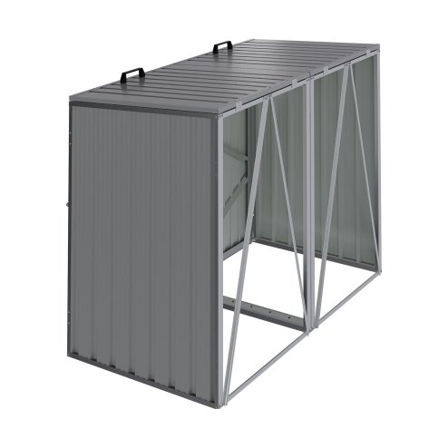5x4 FT Metal Double Bin Storage Shed, Grey