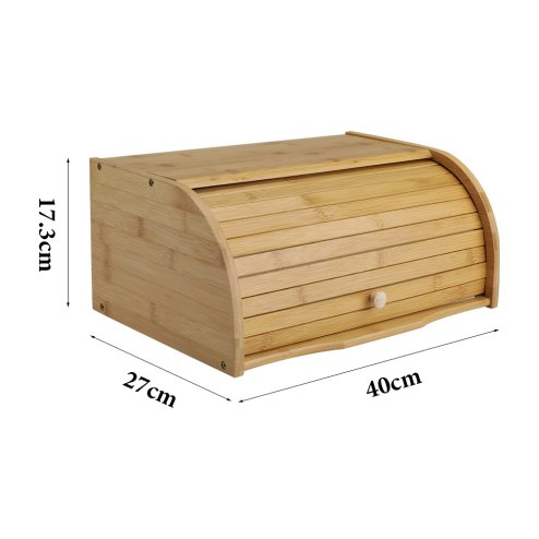 Bamboo Roll Top Bread Bin Food Storage Box, Bread Box