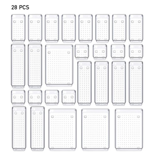 28-Piece Transparent Desktop Organisers