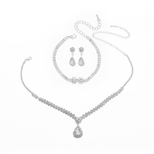 3Pcs Necklace Teardrop Dangle Earrings Bracelet Jewelry Set