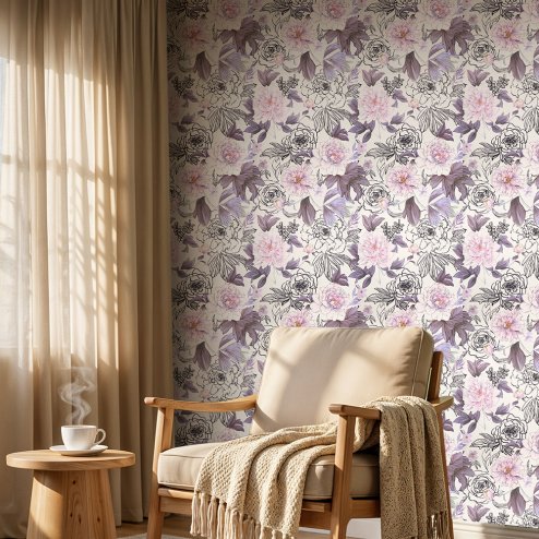 Roll of Self-Adhesive Floral Wallpaper 1000cm x 44cm