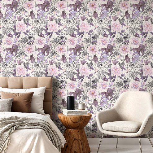 Roll of Self-Adhesive Floral Wallpaper 1000cm x 44cm