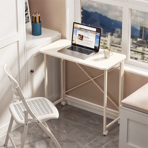 Living and Home 100x50cm Folding Office Desk with Casters