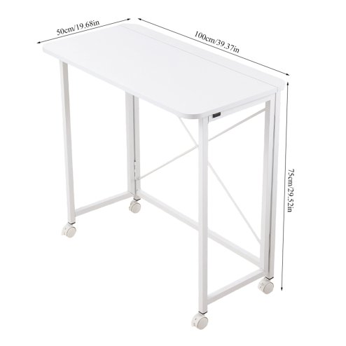 Living and Home 100x50cm Folding Office Desk with Casters