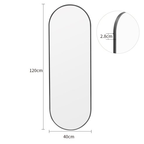 Modern Oval Metal Full Length Wall Mirror Black