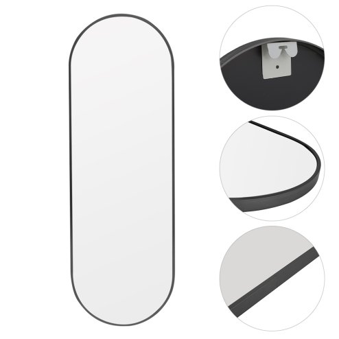 Modern Oval Metal Full Length Wall Mirror Black
