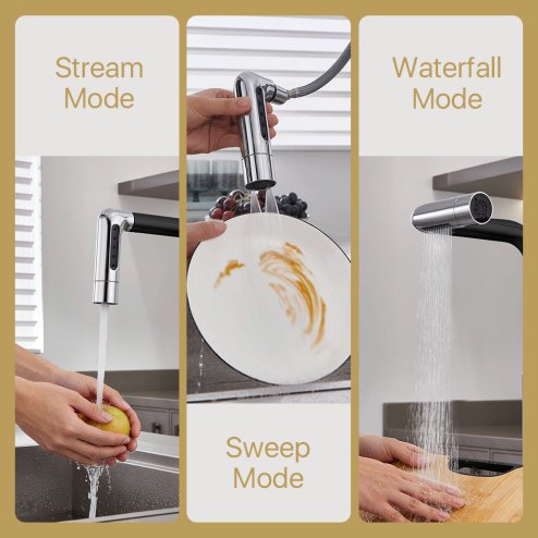 Pull-out Sprayer Retractable Kitchen Faucet with 5 Modes